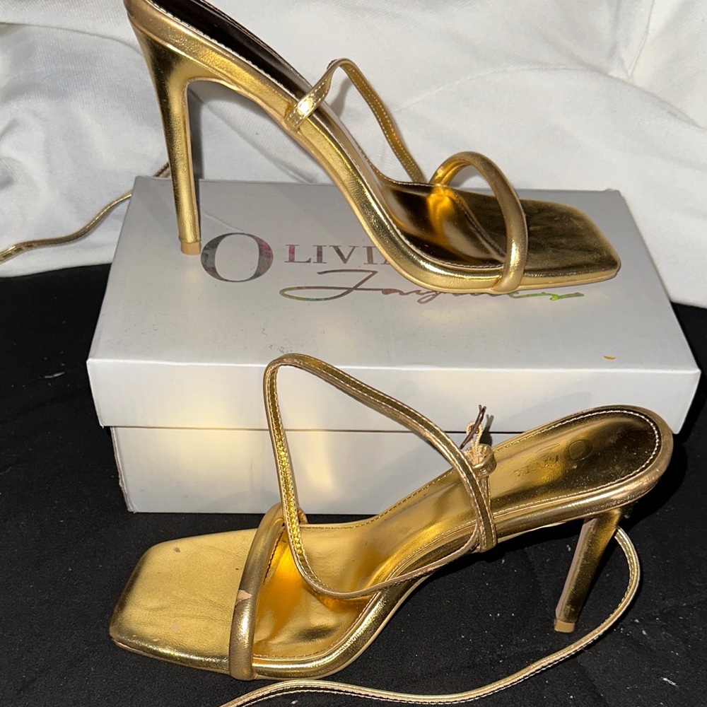 Gold Strappy Heels